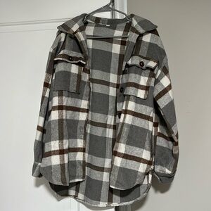Lviefent Wool Blend Plaid Flannel Shacket